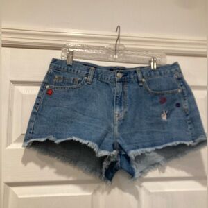 Vigoss Blue Jean Shorts with Embroidered Accents